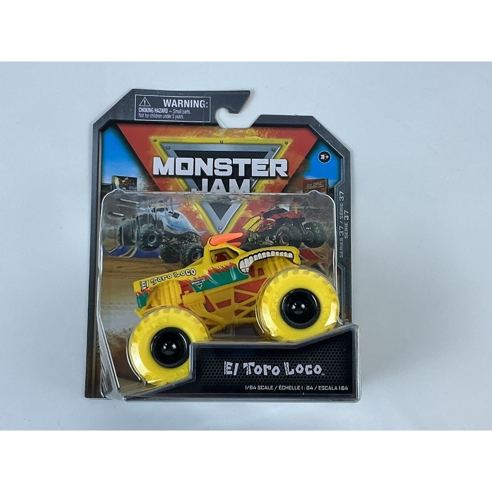 Monster Jam Spin Master 2023 El Toro Loco Overcast Series 37 Yellow Wheels 1:64